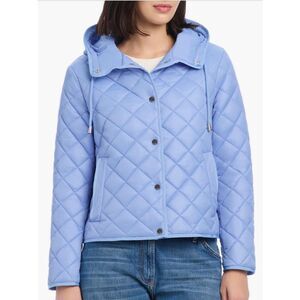 Kate Spade New York Hooded Quilted Packable Puffer Jacket Baby Blue Size XL NWT